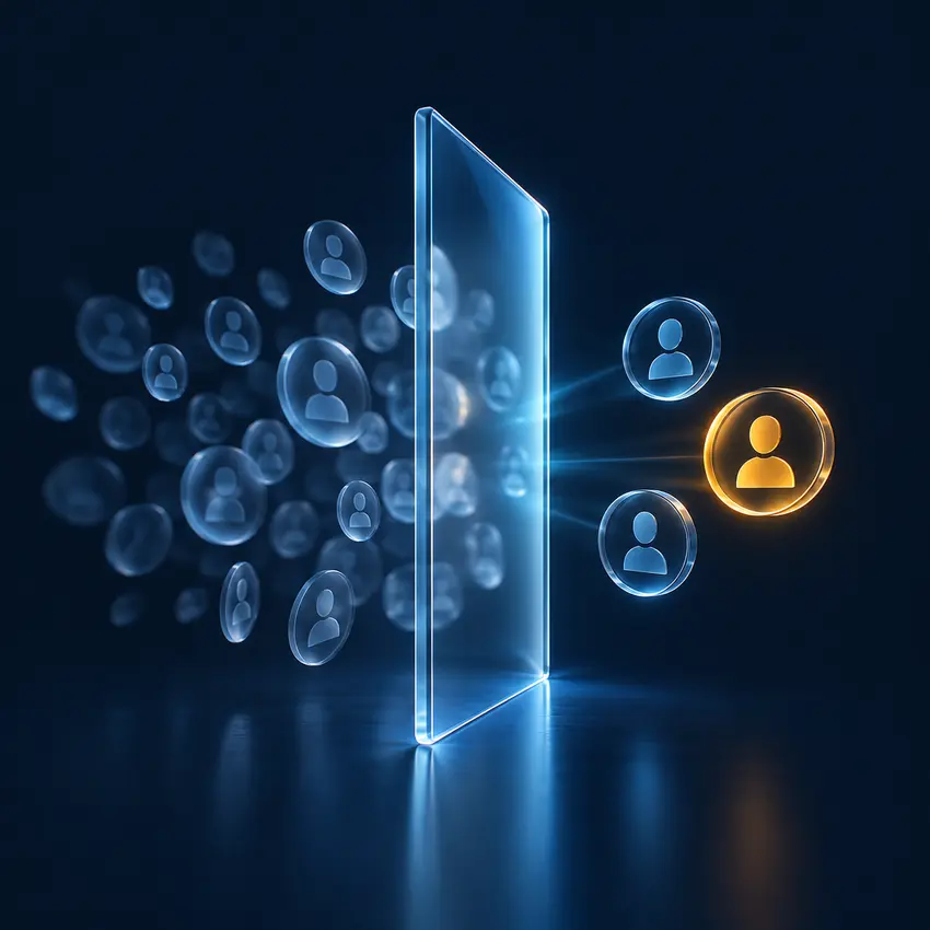 Glass filter separating meaningful signals from a cloud of identity tokens